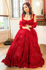 Alekha Advani Jain In Our Crimson Aura Lehenga Set