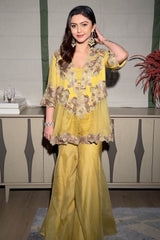 Amber Layered Sharara Set