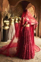 Crimson Rose Lehenga Set