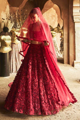 Crimson Rose Lehenga Set