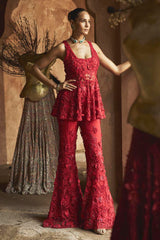 Fiery Blossom Peplum Set