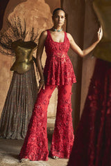 Fiery Blossom Peplum Set