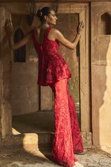 Fiery Blossom Peplum Set