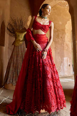 Alekha Advani Jain In Our Crimson Aura Lehenga Set