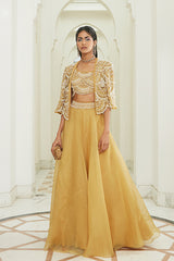 SUNRISE YELLOW PEARL EMBROIDERED SKIRT SET