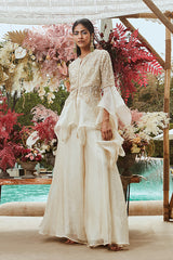 IVORY PEARL EMBROIDERED PEPLUM JACKET SET