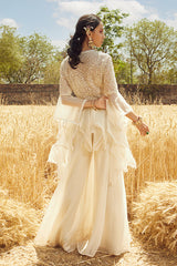 IVORY EMBROIDERED SHARARA SET