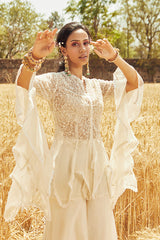 IVORY EMBROIDERED SHARARA SET