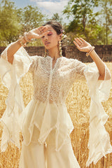 IVORY EMBROIDERED SHARARA SET