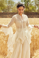 IVORY EMBROIDERED SHARARA SET