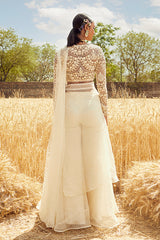 IVORY EMBROIDERED SHARARA SAREE