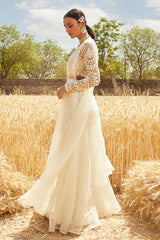 IVORY EMBROIDERED SHARARA SAREE