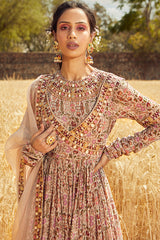 GREY PRINTED ANARKALI