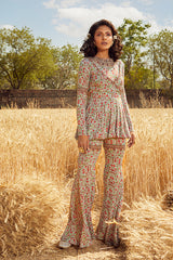 AQUA PRINTED ANGRAKHA PEPLUM