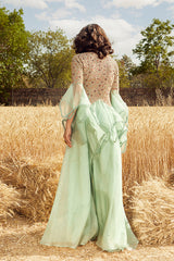 AQUA EMBROIDERED SHARARA SET
