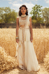 IVORY EMBROIDERED SHARARA SAREE
