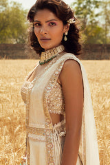IVORY EMBROIDERED SHARARA SAREE