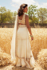 IVORY EMBROIDERED SHARARA SAREE