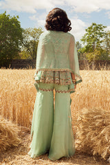 AQUA EMBROIDERED PEPLUM SET