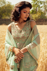 AQUA EMBROIDERED PEPLUM SET