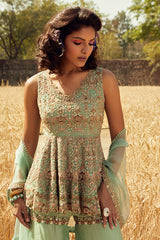 AQUA EMBROIDERED PEPLUM SET