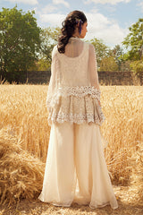 IVORY EMBROIDERED PEPLUM SET
