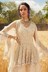 IVORY EMBROIDERED PEPLUM SET