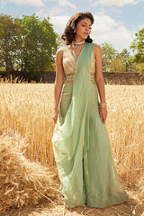 AQUA EMBROIDERED SHARARA SET