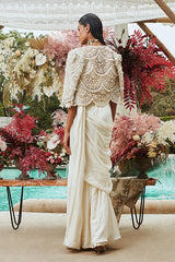 IVORY PEARL DROP EMBROIDERED SAREE