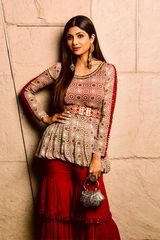 SHILPA SHETTY IN OUR SHAHEDA PRINTED PEPLUM SET