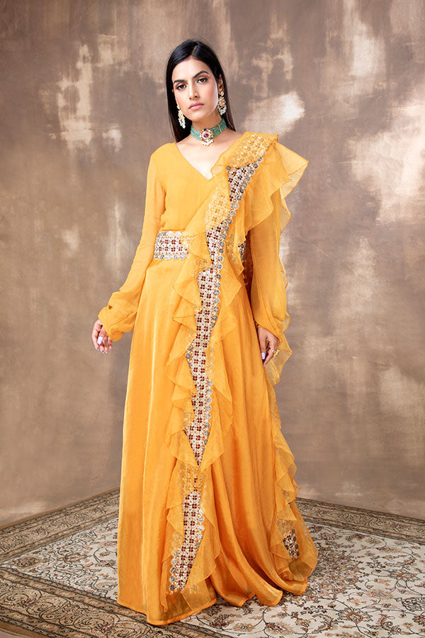 NOMADIC MUSTARD EMBROIDERED JUMPSUIT Ridhima Bhasin NOMADIC MUSTARD EMBROIDERED JUMPSUIT Ridhima Bhasin