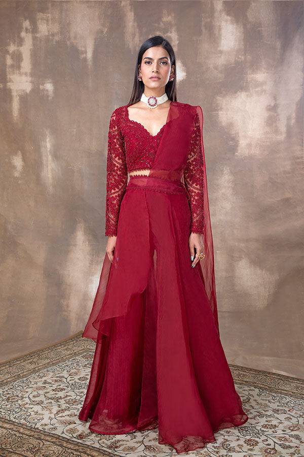 ROSA EMBROIDERED SHARARA SAREE  Ridhima Bhasin