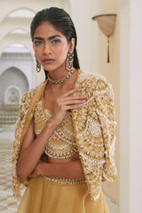 SUNRISE YELLOW PEARL EMBROIDERED SKIRT SET