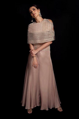 KARISHMA TANNA IN OUR BLUSH PINK PEARL EMBROIDERED CAPE
