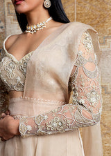 BEIGE TONAL EMBROIDERED SHARARA SET