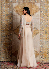 BEIGE TONAL EMBROIDERED SHARARA SET