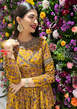 HANNAH KHAN IN MUSTARD PRINTED PEPLUM SET