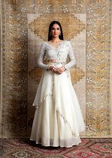 IVORY TONAL EMBROIDERED LEHENGA SET