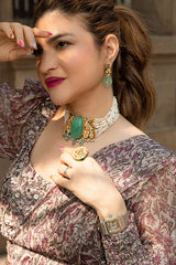 KHUSHNAZ ASHDIN TURNER IN NOMADIC PRINTED CLASSIC SHARARA SAREE