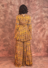 MUSTARD PRINTED PEPLUM SET