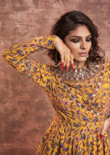 MUSTARD PRINTED PEPLUM SET
