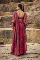 NOMADIC FUCHSIA PRINTED SHARARA SAREE