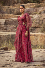 NOMADIC FUCHSIA PRINTED SHARARA SAREE