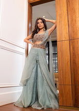 PRERNA MEHRA IN AQUA EMBROIDERED SHARARA SET