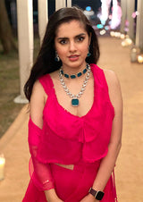 SHARNAMLI IN FUCHSIA RUFFLE SHARARA SAREE