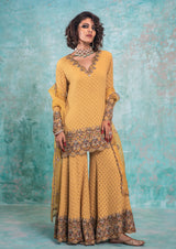 SUNSHINE YELLOW LAKHNAWI KURTA SET