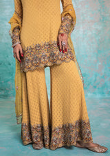SUNSHINE YELLOW LAKHNAWI KURTA SET