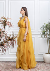 SUNSHINE YELLOW RUFFLE SHARARA SAREE