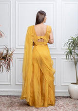 SUNSHINE YELLOW RUFFLE SHARARA SAREE