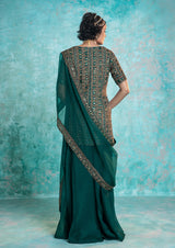 TEAL GREEN EMBROIDERED KURTA SET